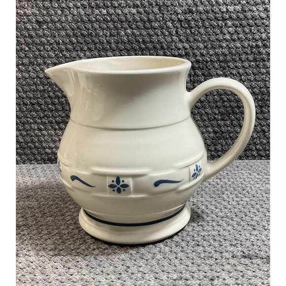 Longaberger Woven Traditions Classic Blue Pottery Small Pitcher 1 Qt. 32 oz USA - Picture 1 of 8